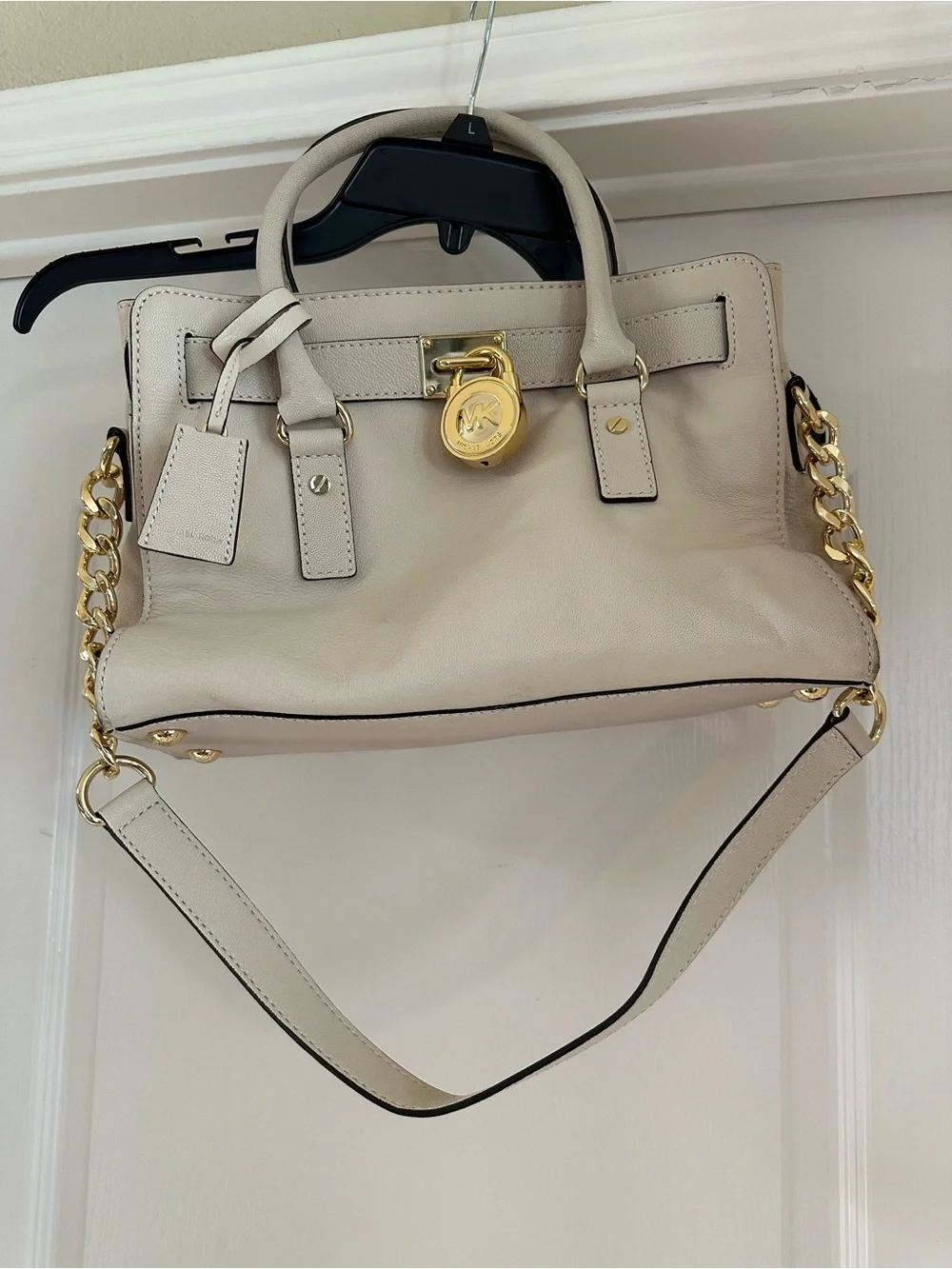 Michael Kors Light Blushish Cream Leather Satchel with Gold Hardware